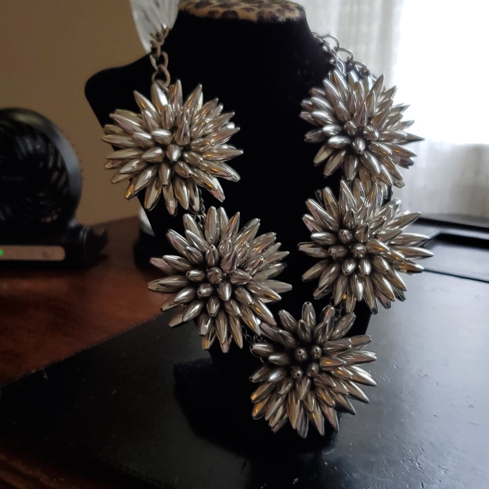 Unique Silver Statement Necklace - image 3